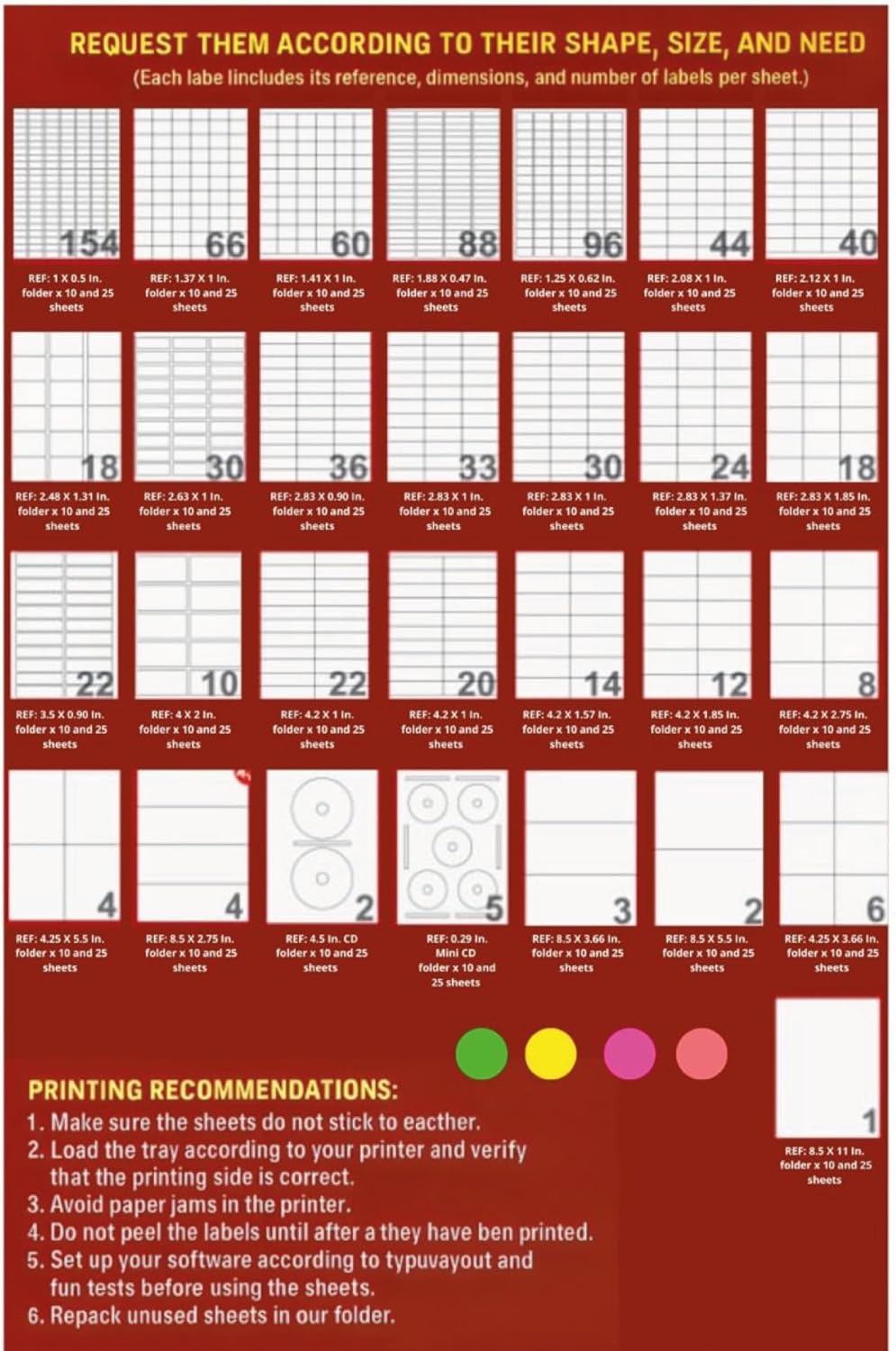 Dimatic 25 hojas, 350 etiquetas adhesivas | Calcomanías blancas imprimibles para impresoras láser y de inyección de tinta | Fuerte adherencia, fácil de usar, acabado profesional | Plantilla incluida | Referencia 108x40 - Image 3